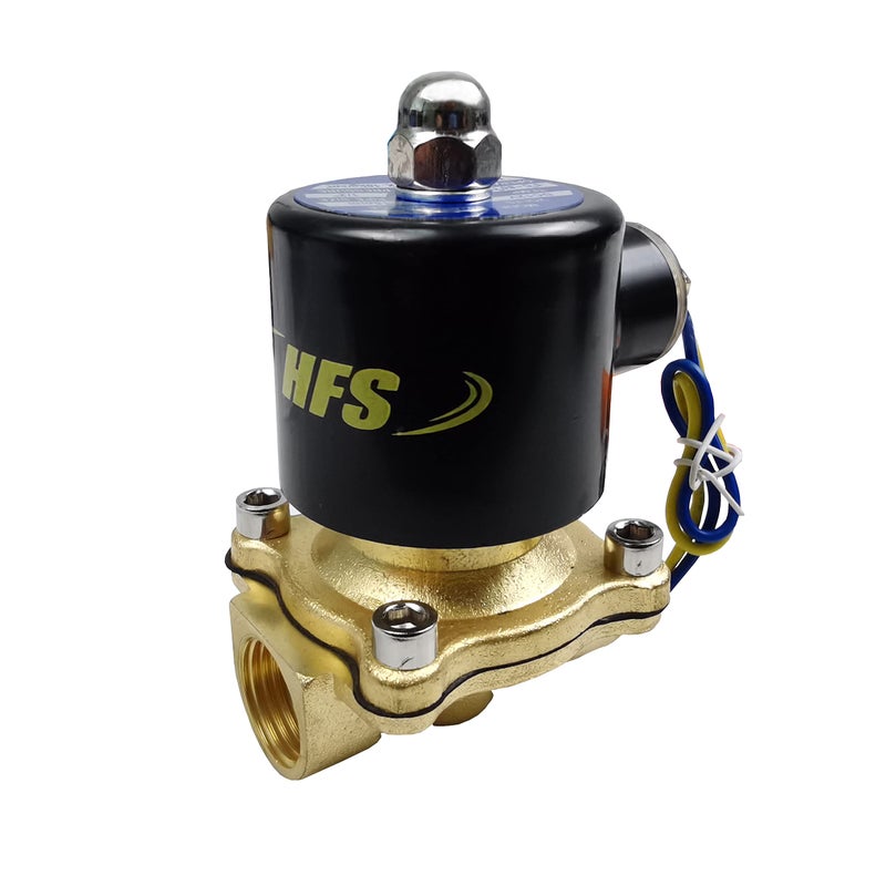 HFS(R) Electric Solenoid Valve Copper Normally Closed for Water Air Gas (12V DC 1/2IN NPT) - Image 1